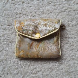 Woman's small satin embroidered change purse/misc.